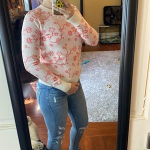 LOFT, white with floral print sweater XS (tag cut out). Never worn.